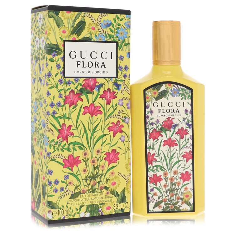 Flora Gorgeous Orchid by Gucci – Floral Gourmand Women's Eau de Parfum | Vanilla, Orchid & Ozonic | Refillable | 3.3 oz EDP