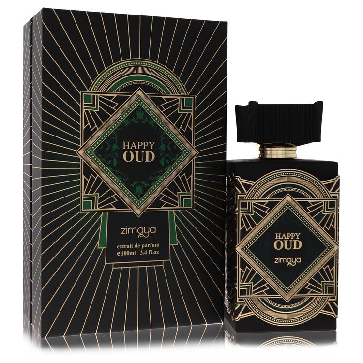 Zimaya Happy Oud by Afnan – Joyful Oud Unisex Extrait de Parfum | Oud, Saffron & Sweet Amber | 3.4 oz