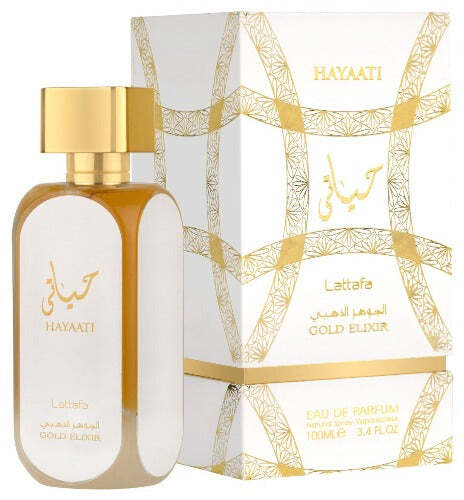 Lattafa Hayaati Gold Elixir by Lattafa | Eau de Parfum Spray 3.4 oz Unisex | Fruity Floral Fragrance