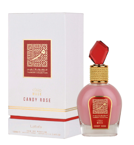 Lattafa Musk Candy Rose Thameen Collection by Lattafa | Eau de Parfum Spray 3.4 oz Unisex | Musky Floral Fragrance