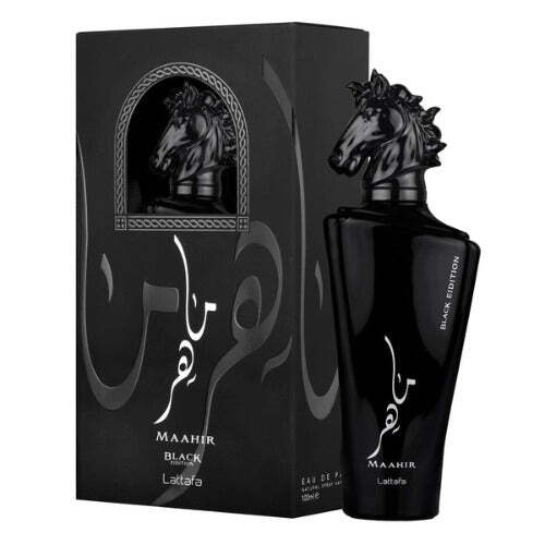 Lattafa Maahir Black Edition by Lattafa | Eau de Parfum Spray 3.4 oz Unisex | Woody Oriental Fragrance