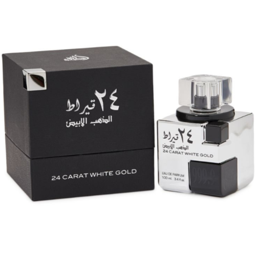 Lattafa 24 Carat White Gold Eau de Parfum | Orange Blossom Bergamot Lavender Oud Vetiver Tonka | Unisex 3.4 oz