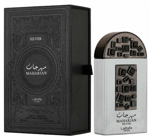 Lattafa Pride Maharjan Silver Eau de Parfum | Bergamot Mandarin Iris Jasmine Birch Vetiver Musk | Unisex 3.4 oz