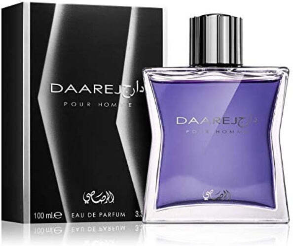 Rasasi Daarej Pour Homme Eau de Parfum | Cardamom Cumin Rose Sandalwood Patchouli Vanilla Tonka | Men 3.3 oz