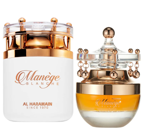 Al Haramain Manege Blanche Eau de Parfum | Vanilla Saffron Patchouli Musk Guaiac Wood | Women 2.5 oz