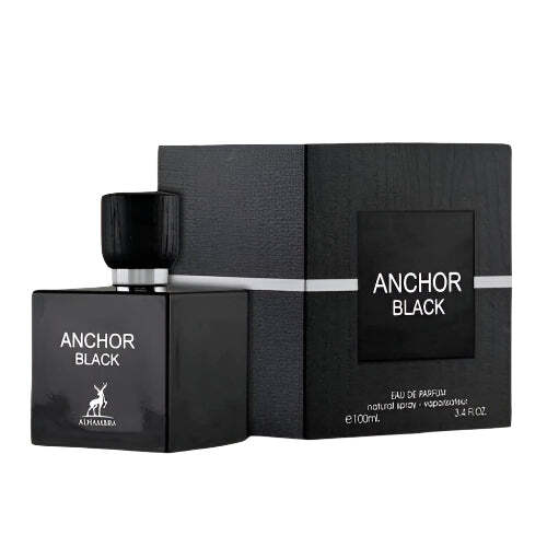 Maison Alhambra Anchor Black Eau de Parfum | Cardamom Jasmine Black Leather Patchouli White Moss Amber | Men 3.4 oz