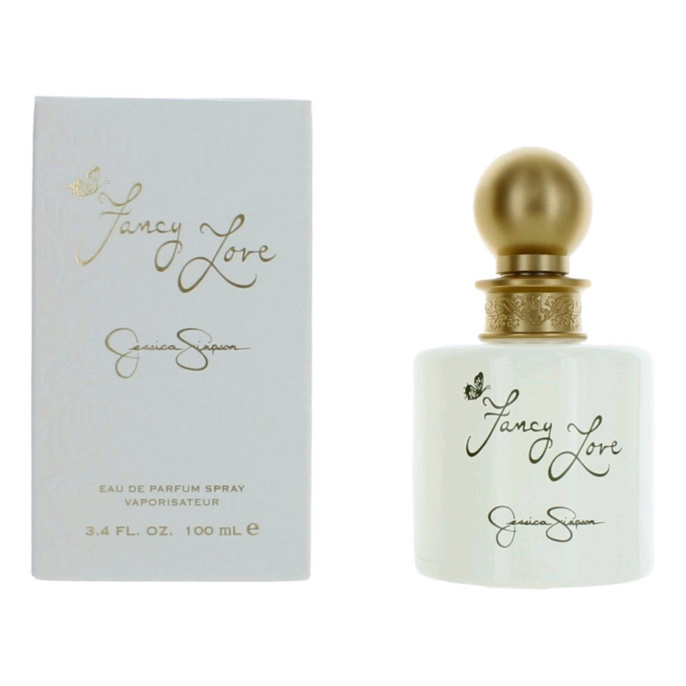 Jessica Simpson Fancy Love by Jessica Simpson – Flirty Floral Women's Eau de Parfum | Peach Blossom, Peony & Pink Champagne | 3.4 oz EDP